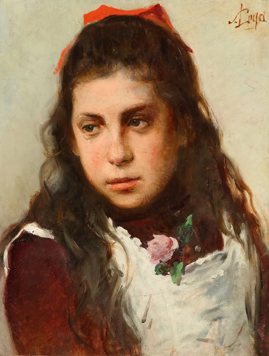 186-Ritratto di giovane ragazza con fiocco rosso 